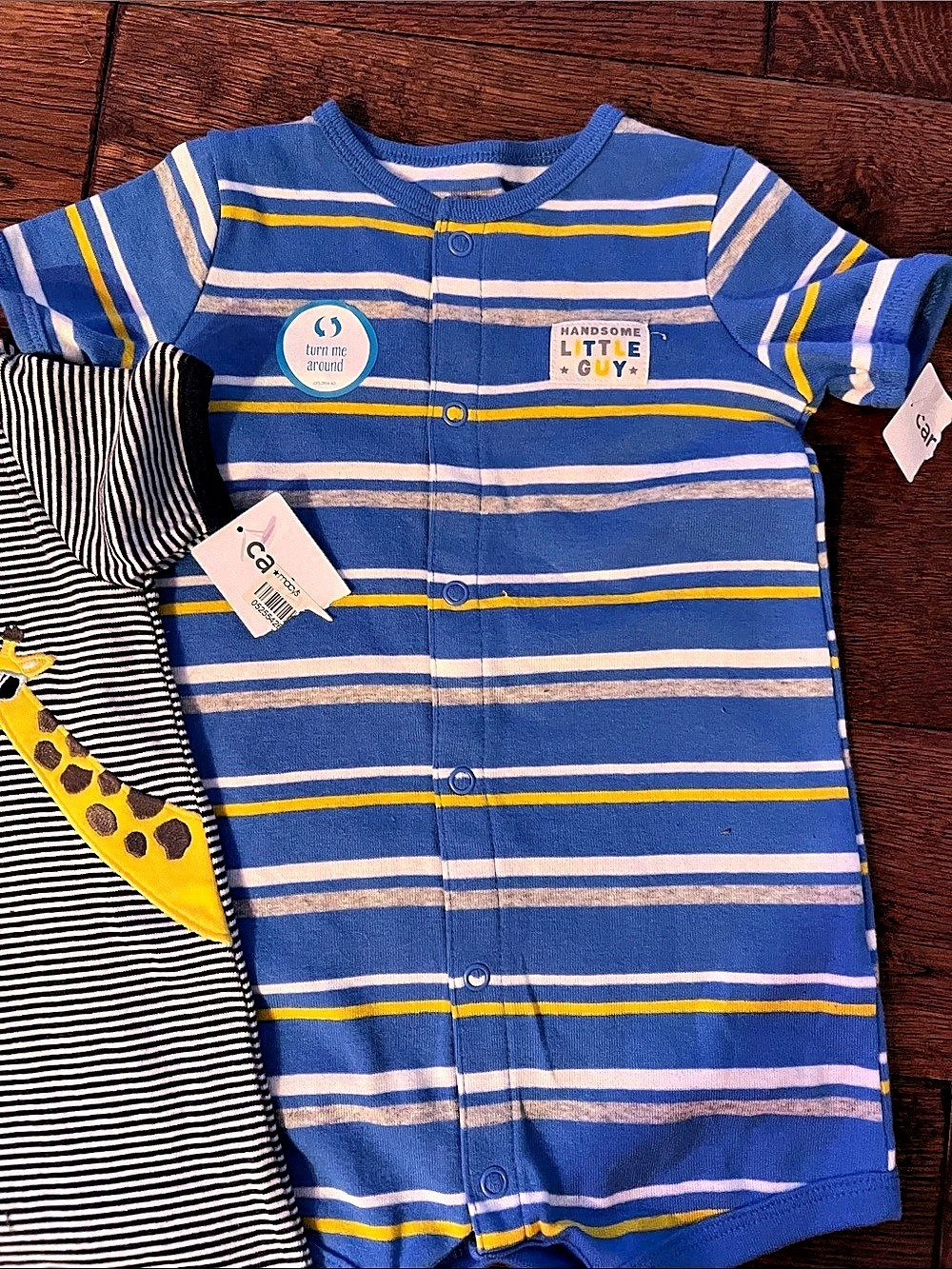 2 Little Me Striped Baby One-Piece 9M
